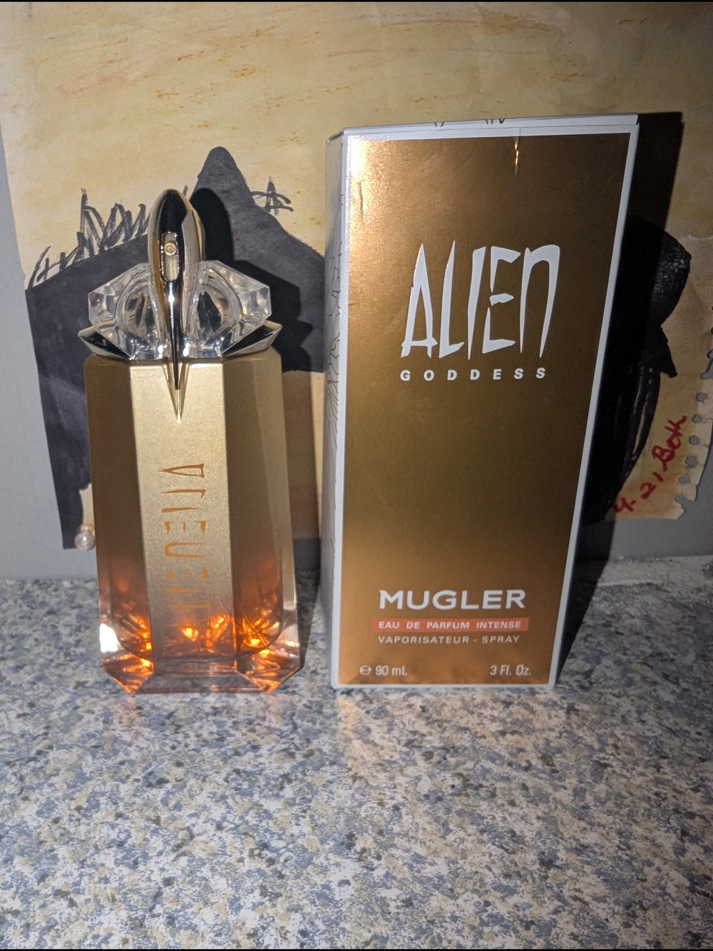 Mugler Gold and Amber Gradient Fragrance Bottle with Box